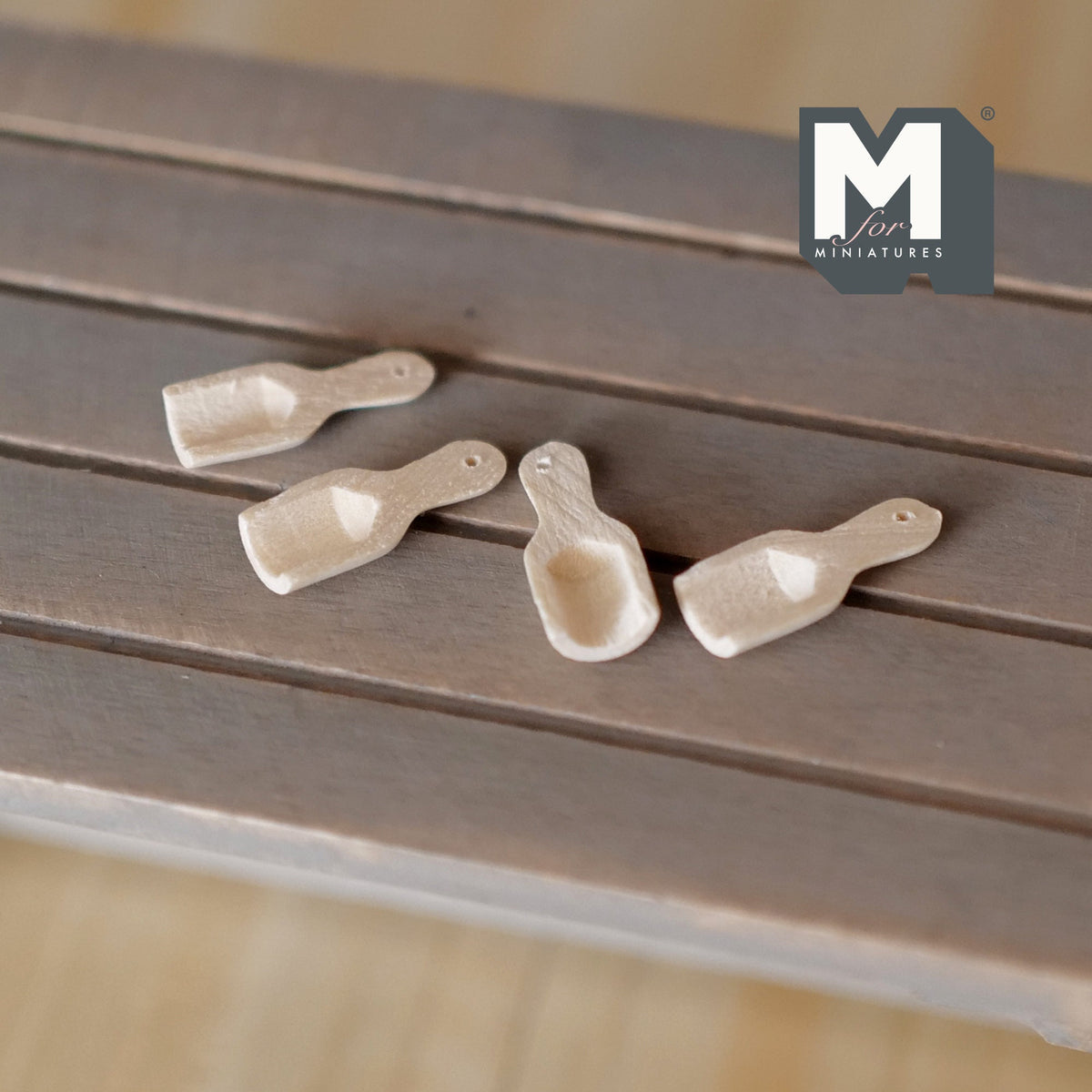 1:12 Scale Miniature Wood Scoops, Set of 4, 13/16 inch long, DIY Dollhouse Supply