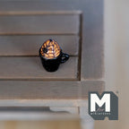 1:12 Scale Miniature Halloween Cappuccino Mug with Spider, 11/16 inch tall, DIY Dollhouse Supply (black)