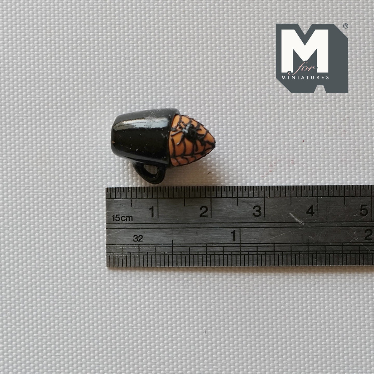 1:12 Scale Miniature Halloween Cappuccino Mug with Spider, 11/16 inch tall, DIY Dollhouse Supply (black)