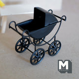 Dollhouse Miniature Carriage Cart , 1:12 Scale Miniature Metal Pram Miniature Stroller Baby Cart  - G089