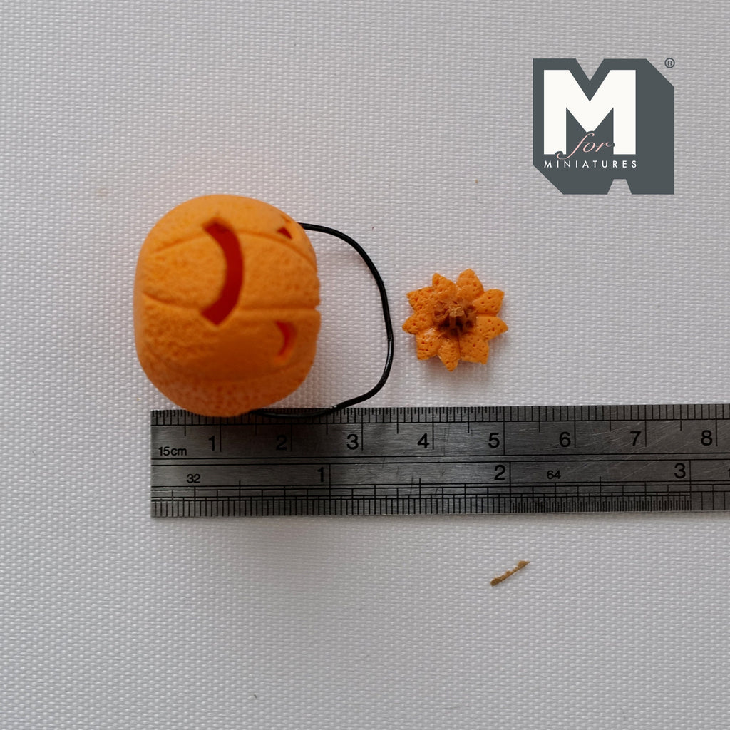1:12 Scale Miniature Halloween Pumpkin Candy Bucket with Carved Face and Handle, 1-1/4 inch tall, DIY Dollhouse Supply (orange)
