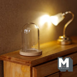 Miniature Glass Dome with Wood Base 1:12 Scale Dollhouse Supplies Display Dome (medium) - A101