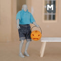 1:12 Scale Miniature Halloween Pumpkin Candy Bucket with Carved Face and Handle, 1-1/4 inch tall, DIY Dollhouse Supply (orange)
