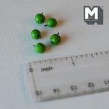 Miniature Green Apple 1:12 Scale Dollhouse Green Apples Set of 5 Miniature Fruit - E062