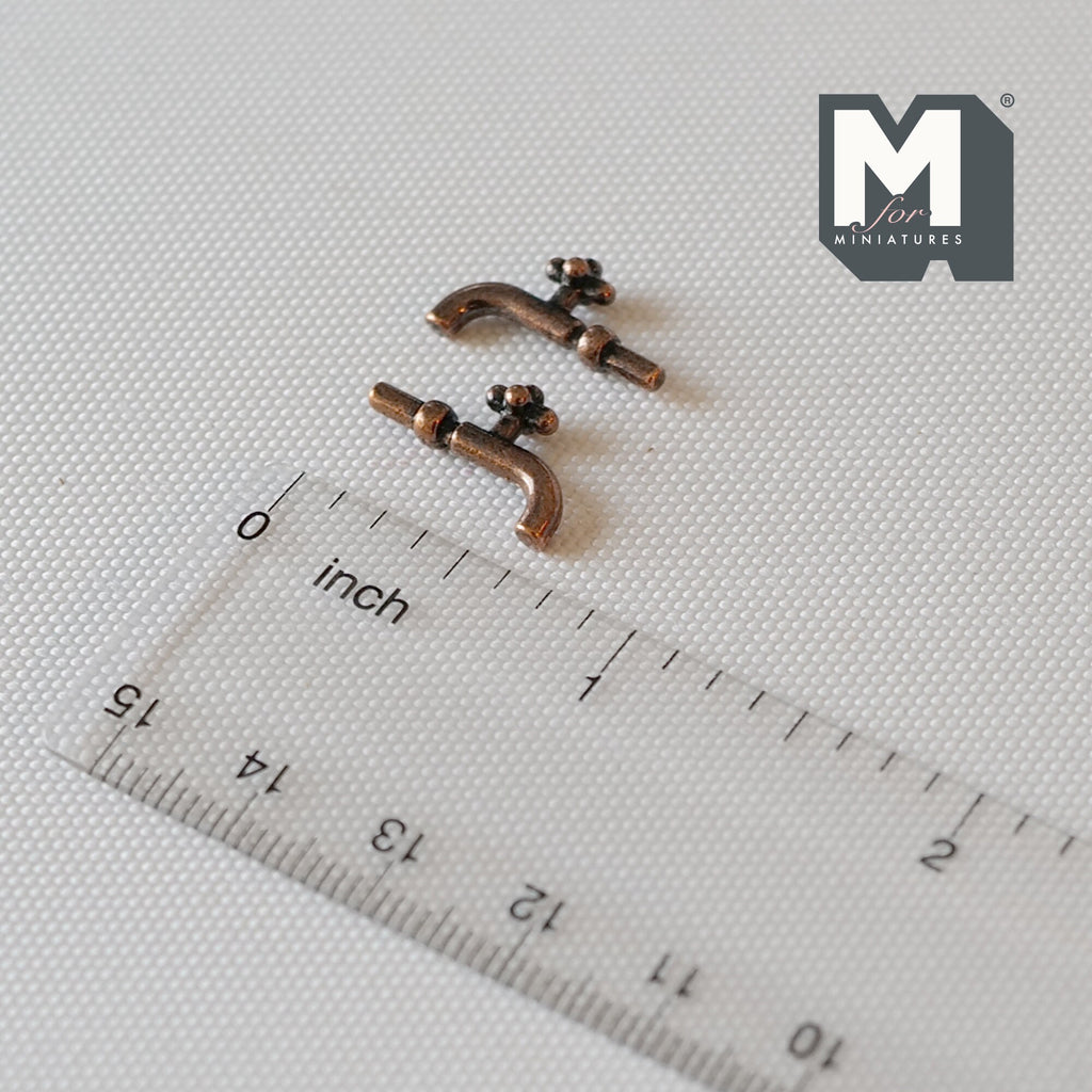 1:12 Dollhouse Faucet Miniature Single Handle Tap Spigot Set of 2 (copper) - C051