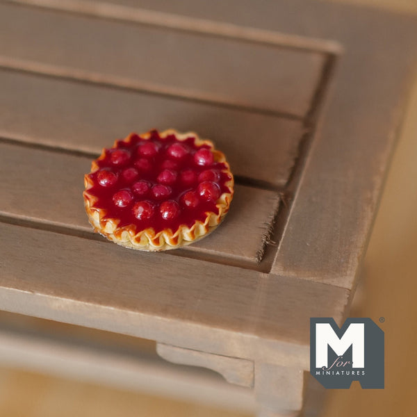 Miniature Cherry Pie 1:12 Scale Dollhouse Fruit Pie Raspberry Pie on Metal Plate - E018