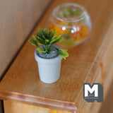 Dollhouse Supplies miniature leaves plant with pot 1:12 scale plant - 1-3/16"(H) (cast resin) - F088