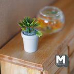 1:12 Scale Miniature Potted Agave Succulent in White Round Pot, 1-3/16 inch tall, DIY Dollhouse Supply (cast resin)