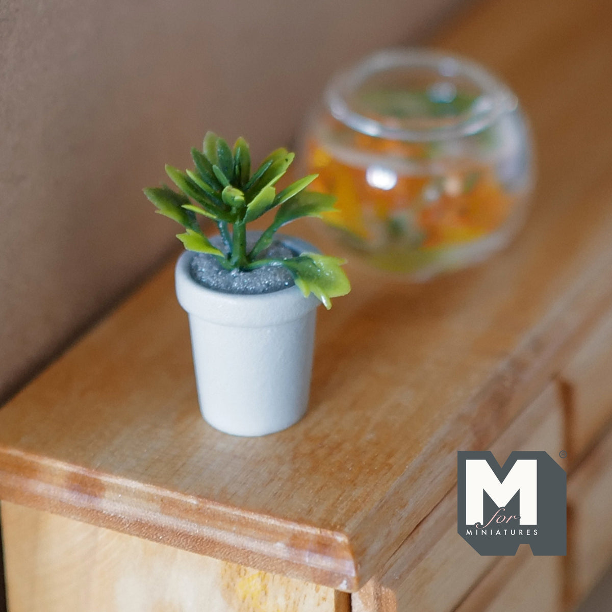 1:12 Scale Miniature Potted Agave Succulent in White Round Pot, 1-3/16 inch tall, DIY Dollhouse Supply (cast resin)