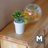 Dollhouse Supplies miniature leaves plant with pot 1:12 scale plant - 1-3/16"(H) (cast resin) - F088
