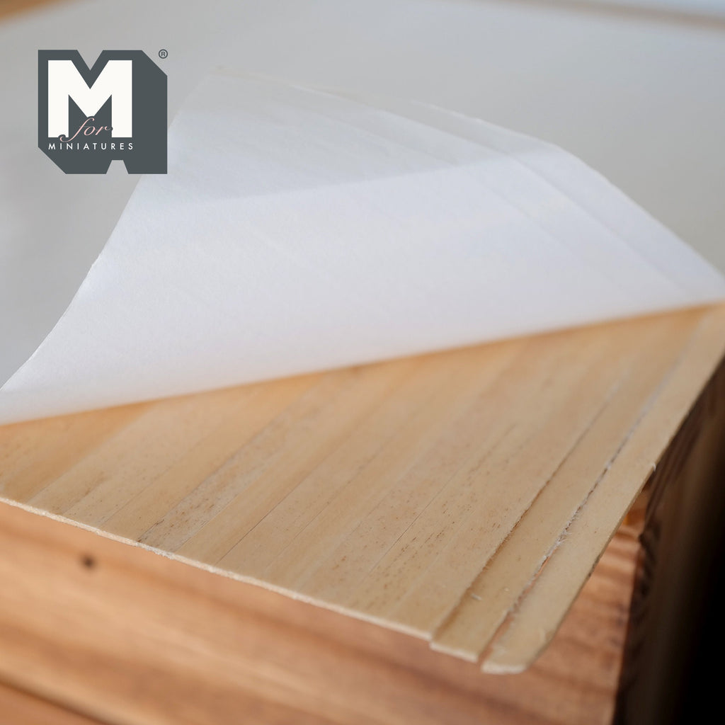 1:12 Scale Miniature Hardwood Floor Strips, Peel and Stick Flooring Sheet, Cut to Length, 16-15/16 x 11-3/8 inch