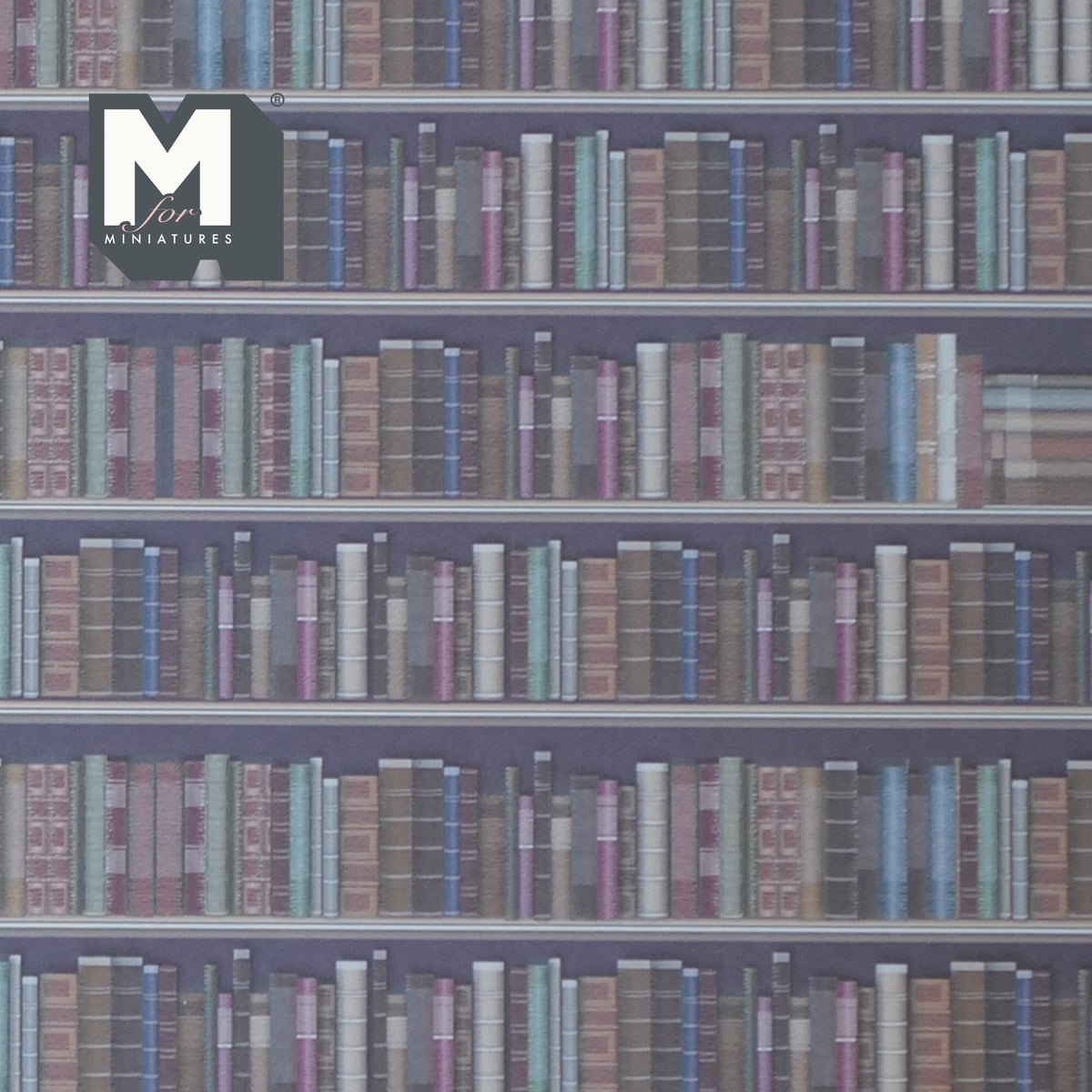1:12 Scale Miniature Library Bookshelf Wallpaper, 23-5/8 x 16-15/16 inch, DIY Dollhouse Supply