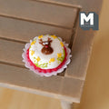 1:12 Scale Miniature Reindeer Christmas Cake with White Frosting on Doily, 13/16 inch dia., DIY Dollhouse Supply