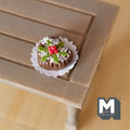 1:12 Scale Miniature Heart Shaped Chocolate Christmas Cake on Doily, 13/16 inch long, DIY Dollhouse Supply (clay)