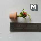 Dollhouse Garden Strawberry Planter with Clay Pot 1:12 Scale Miniature Flowers and Leaves - H031