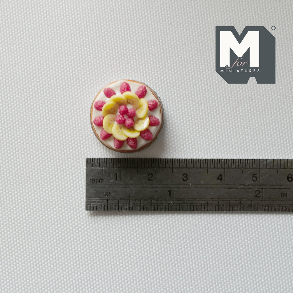 Miniature Fruit Pie with Metal Plate 1:12 Scale Dollhouse Supplies Food 13/16"(Dia.) (clay) E018