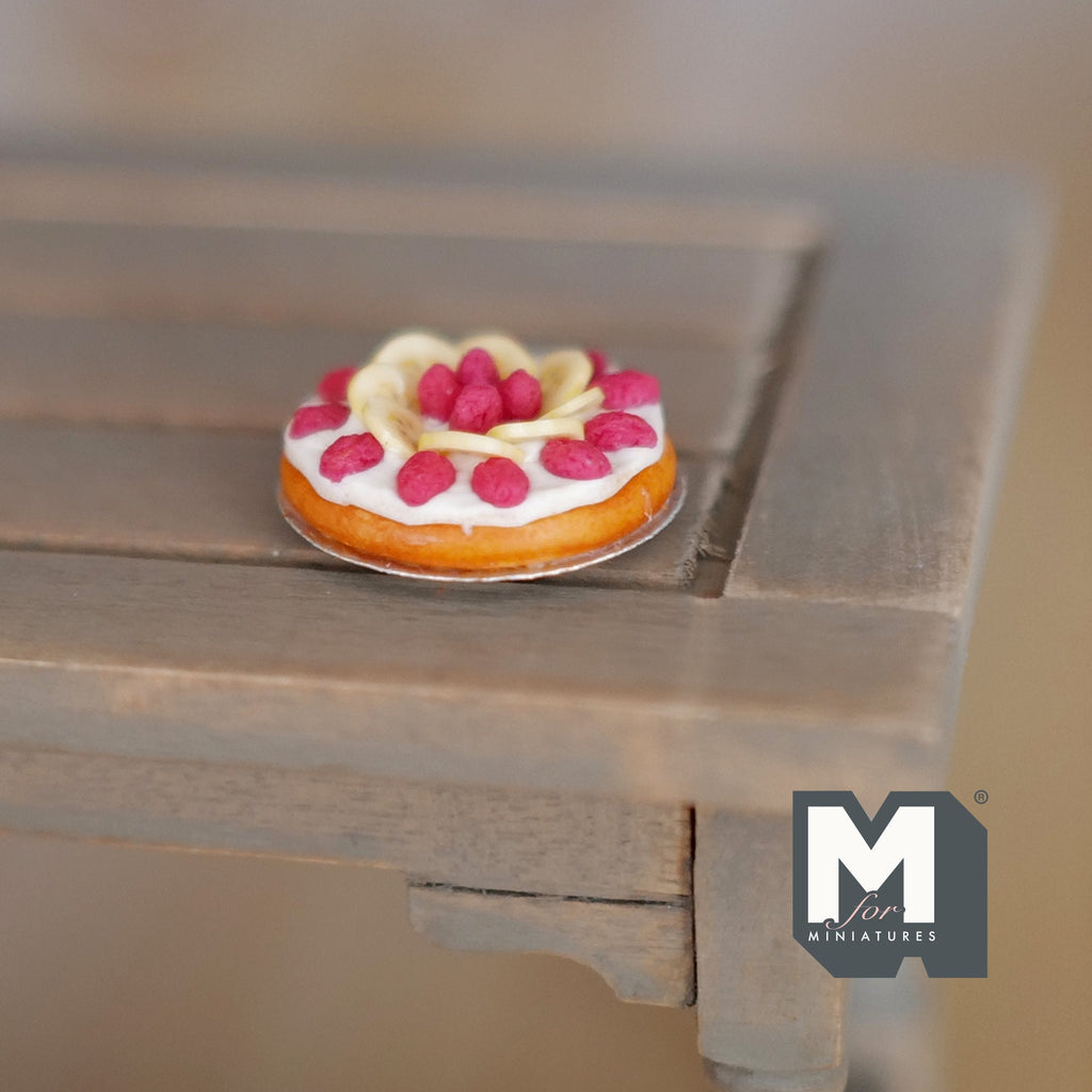 Miniature Fruit Pie with Metal Plate 1:12 Scale Dollhouse Supplies Food 13/16"(Dia.) (clay) E018