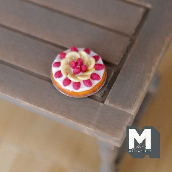 Miniature Fruit Pie with Metal Plate 1:12 Scale Dollhouse Food 13/16"(Dia.) (clay) E018