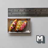Miniature Fruit Buns Set of 3 , 1:12 Scale Dollhouse Supplies Food Strawberry Banana Cherry Hot Dog with Metal Tray Set of 4 - E030