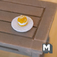 Miniature Cream Puff and Plate, 1:12 Scale Dollhouse Choux Pastry , miniature p����������