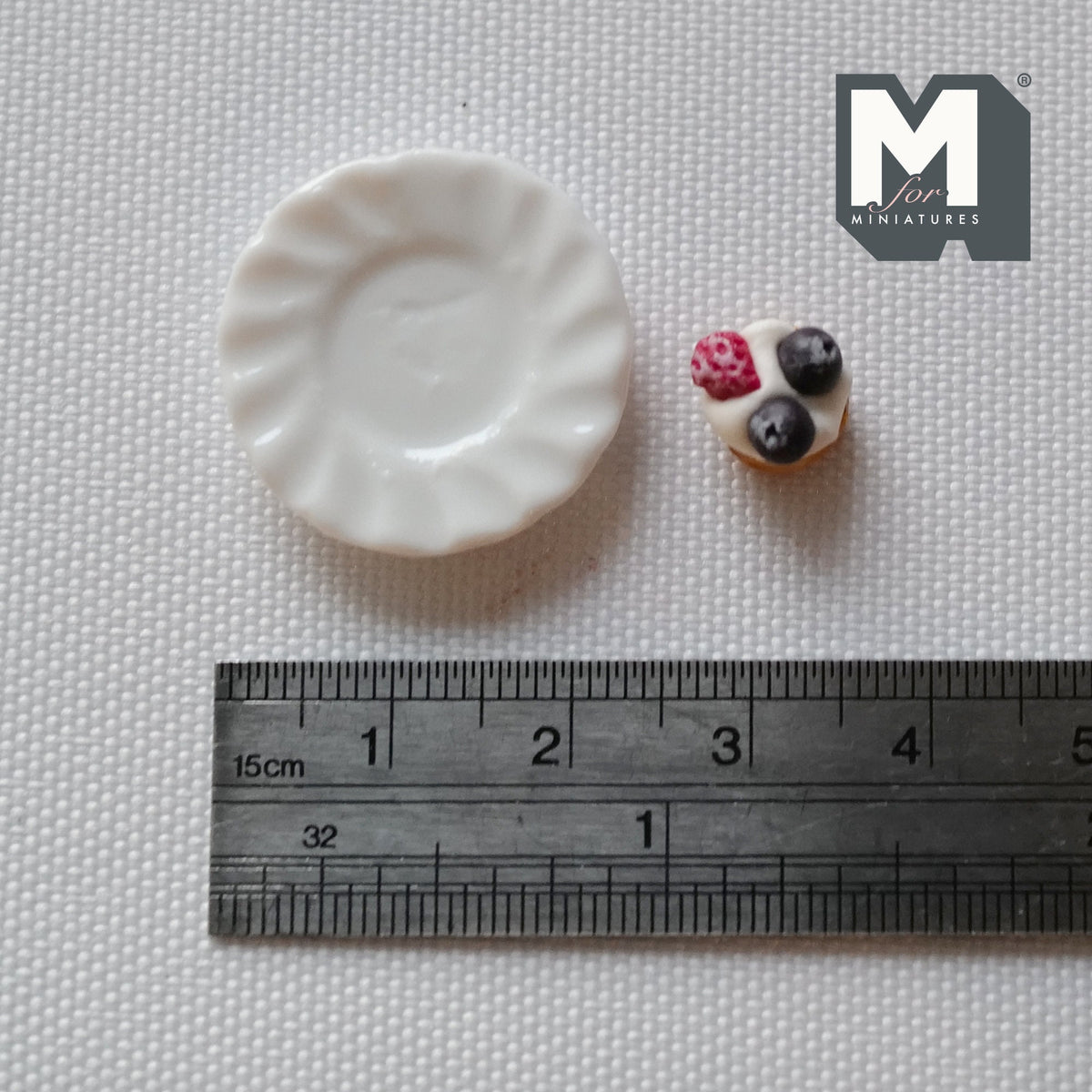 1:12 Scale Miniature Blueberry Pie on Scalloped Plate, 15/16 inch dia., DIY Dollhouse Supply