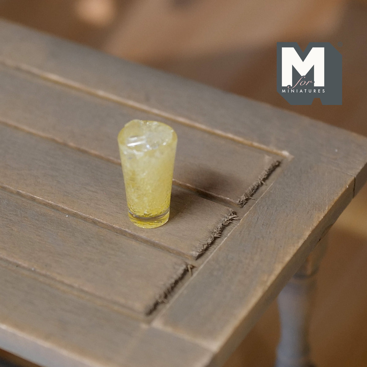 1:12 Scale Miniature Glass of Iced Lemonade, 13/16 inch tall, DIY Dollhouse Supply