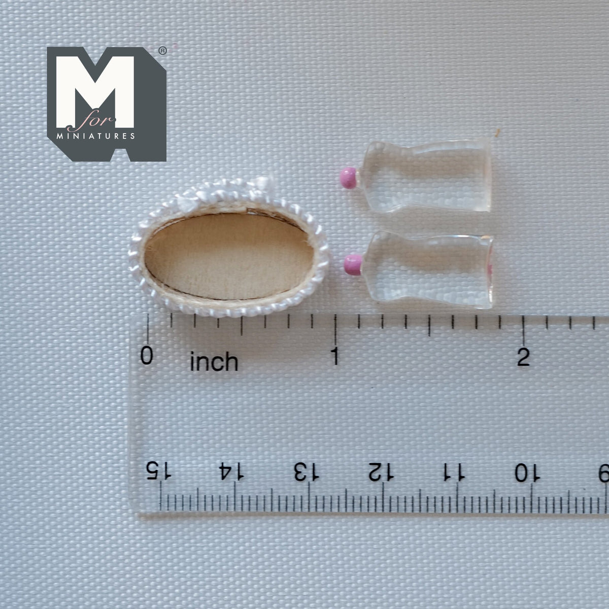 1:12 Scale Miniature Oval Rope Basket with 2 Bottles, Set of 3, 1-1/8 inch long, DIY Dollhouse Supply