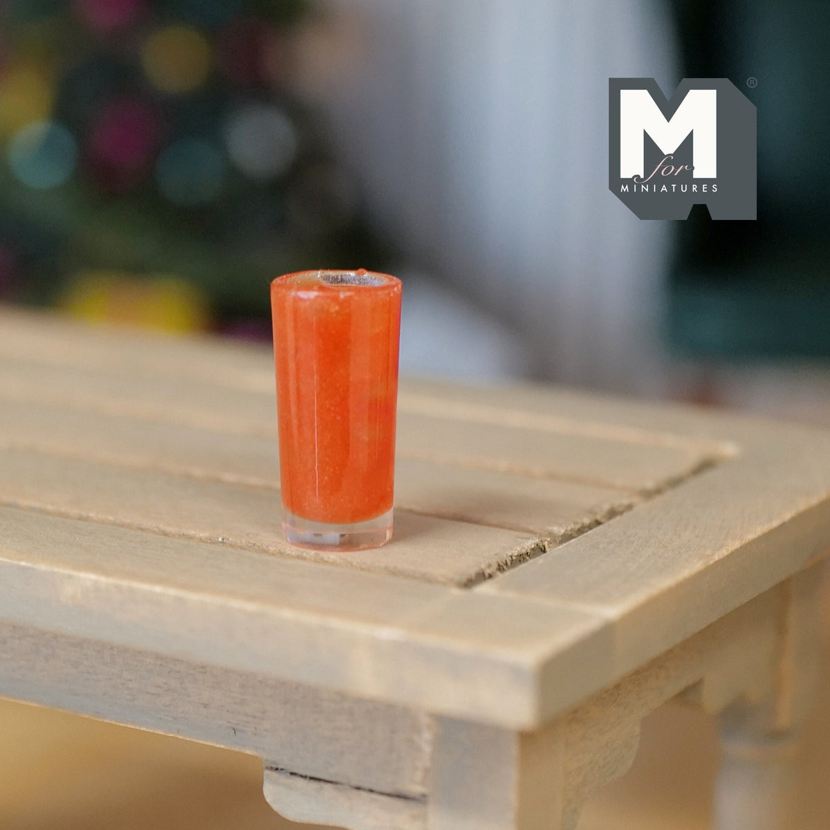 1:12 Scale Miniature Glass of Strawberry Juice, 13/16 inch tall, DIY Dollhouse Supply
