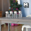 1:12 Scale Miniature Glass Jars with Wood Lids, Set of 4, 7/8 inch tall, DIY Dollhouse Supply