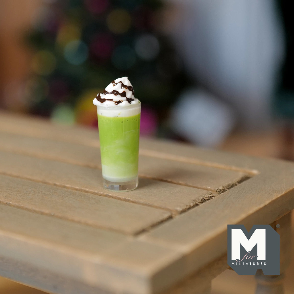 1:12 Scale Miniature Milkshake with Whipped Cream and Chocolate Sauce, 1 inch tall, DIY Dollhouse Supply (green)