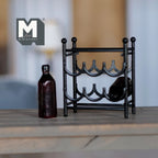 Étagère à vin miniature en métal à l'échelle 1:12 avec 2 bouteilles de vin, lot de 3, 4,4 cm de hauteur, fournitures de maison de poupée à faire soi-même (noir)