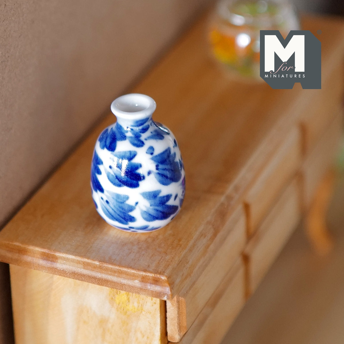 Dollhouse Supplies Miniature Ceramic Vase 1:12 Scale Garden Accessories Flower Planter Pot (blue) - B088