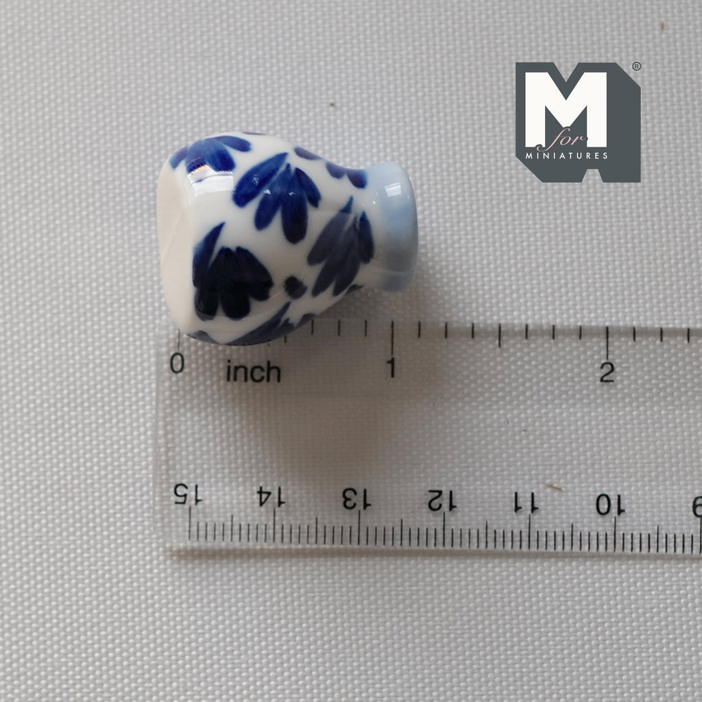 Dollhouse Supplies Miniature Ceramic Vase 1:12 Scale Garden Accessories Flower Planter Pot (blue) - B088