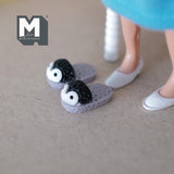 Miniature Plush Slippers 1:12 Scale Dollhouse Bedroom Flip Flops Lounge Shoes Indoor Sandals (black) - G074