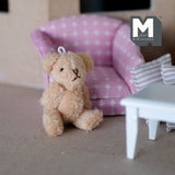 1:12 Dollhouse miniature plush toy bear doll with adjustable arms and legs - G037