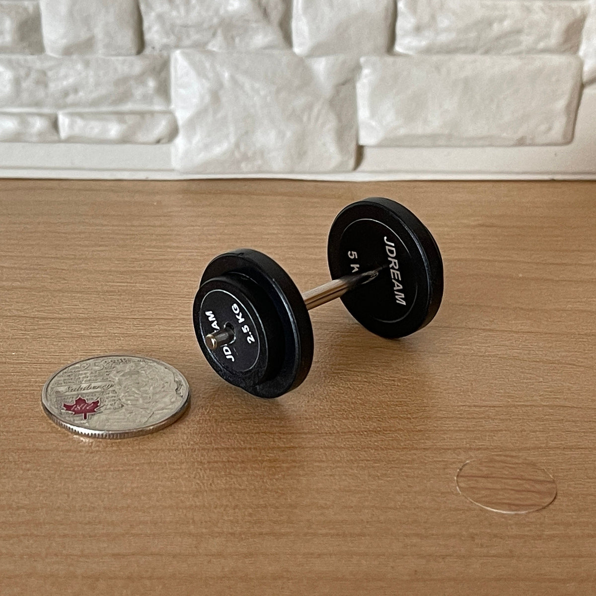 1:12 Scale Miniature Dumbbell with 4 Removable Plates, 1-15/16 inch long, DIY Dollhouse Supply (black)