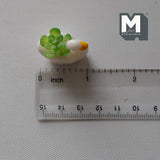 Miniature Swan Pottery Planter with Leaves 1:12 Scale Dollhouse Garden Ceramic Pot with Leaves - B094