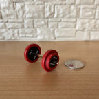 Miniature Dumbbell with Replacement Plates , 1:12 Scale Dollhouse Hand Weights Weightlifting Iron Exercise Weights (plastic) (red) - F091