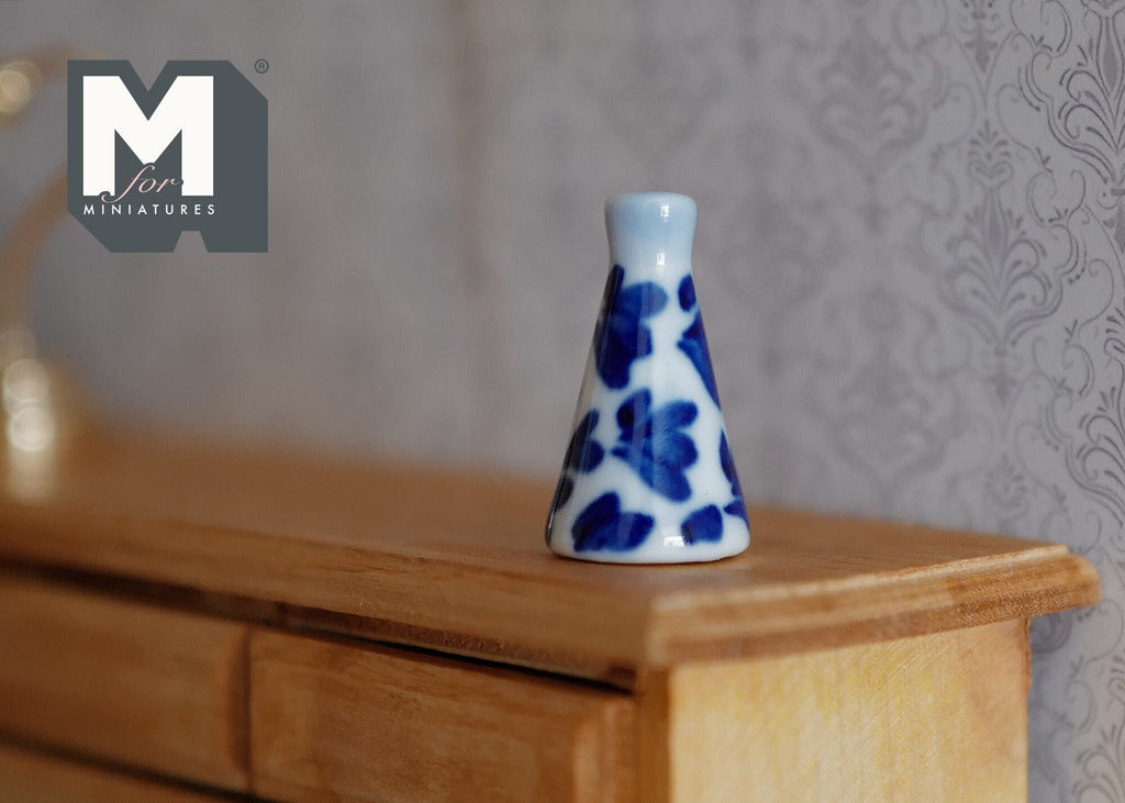 Dollhouse Supplies Miniature Ceramic Vase 1:12 Scale Garden Accessories Flower Planter Pot (blue) - B088
