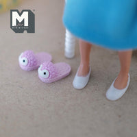 Miniature Plush Slippers 1:12 Scale Dollhouse Bedroom Flip Flops Lounge Shoes Indoor Sandals (pink) - G074