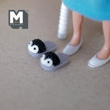 Miniature Plush Slippers 1:12 Scale Dollhouse Bedroom Flip Flops Lounge Shoes Indoor Sandals (black) - G074