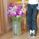 Dollhouse Miniature Bouquet Flowers in Round Glass Vase 1:12 Scale Dollhouse Flower and Vase - F077