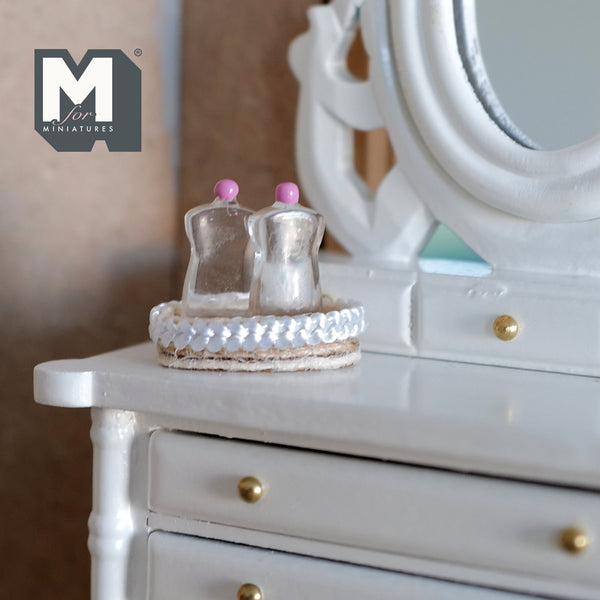 Dollhouse Supplies Bathroom Oval Rope Basket with 2 Bottles 1:12 Scale Miniature Basket and Bottles Set of 3 - D055