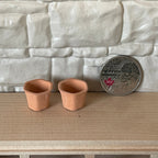 1:12 Scale Miniature Clay Hexagon Flower Pots, Set of 2, 7/16 inch tall, DIY Dollhouse Supply