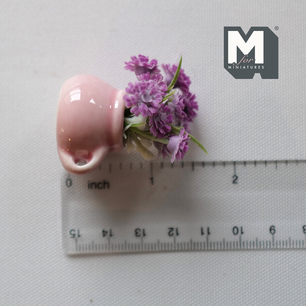 1:12 Scale Miniature Lilac Flowers in Pitcher Vase, 1-9/16 inch tall, DIY Dollhouse Supply (pink)