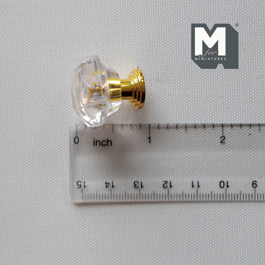 1:12 Scale Miniature Clear Faceted Ceiling Light, 1 inch dia., DIY Dollhouse Supply (gold) (non-working)