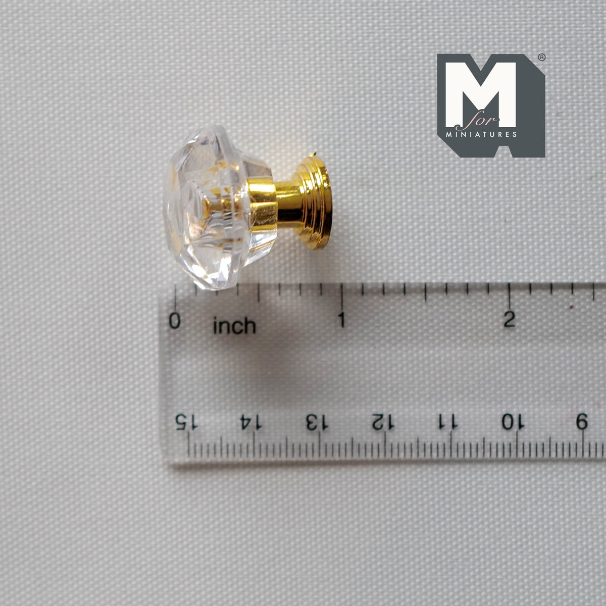 1:12 Scale Miniature Clear Faceted Ceiling Light, 1 inch dia., DIY Dollhouse Supply (gold) (non-working)