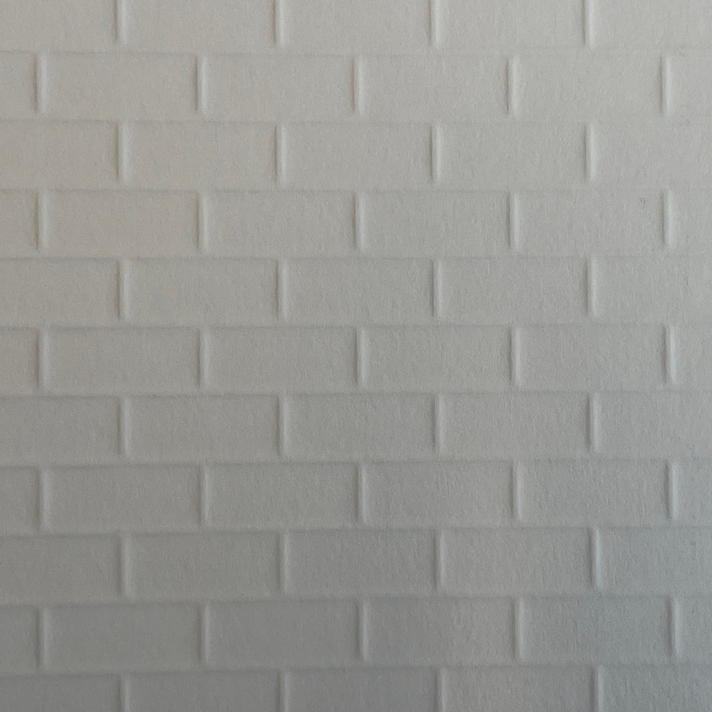 1:12 Scale Miniature White Subway Tile Embossed Wallpaper with Gray Grout, 11/16 inch Tiles, 16-1/8 x 10-1/2 inch, DIY Dollhouse Supply