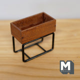 Dollhouse Garden Planter Box 1:12 Scale Miniature Rectangular Planter Box Wooden Plant Shelf with Metal Base - B046