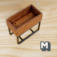 Dollhouse Garden Planter Box 1:12 Scale Miniature Rectangular Planter Box Wooden Plant Shelf with Metal Base - B046